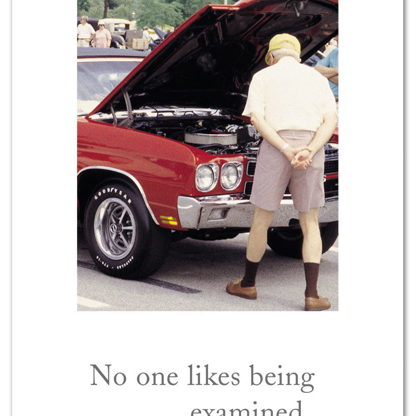 Get Well Card – humorous illustration of a car being repaired “under the hood” with a lighthearted message to cheer someone up, available at Be Charmed