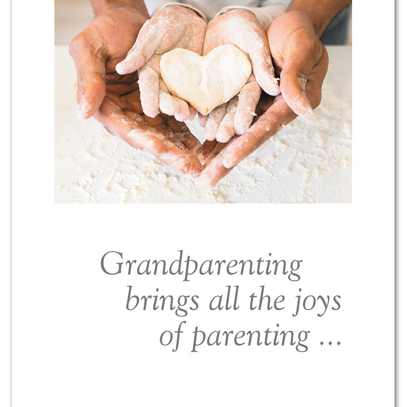 Grandparent Card – nostalgic illustration of mom and child baking with heartfelt message honoring grandparent love and tradition, available at Be Charmed