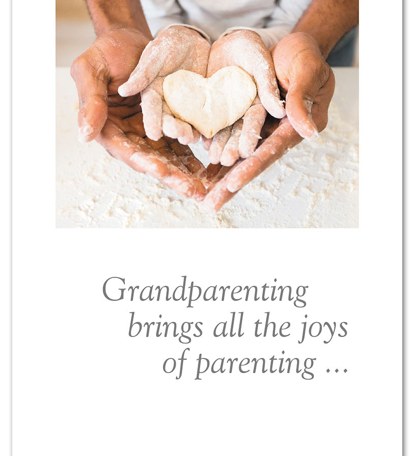 Grandparent Card – nostalgic illustration of mom and child baking with heartfelt message honoring grandparent love and tradition, available at Be Charmed