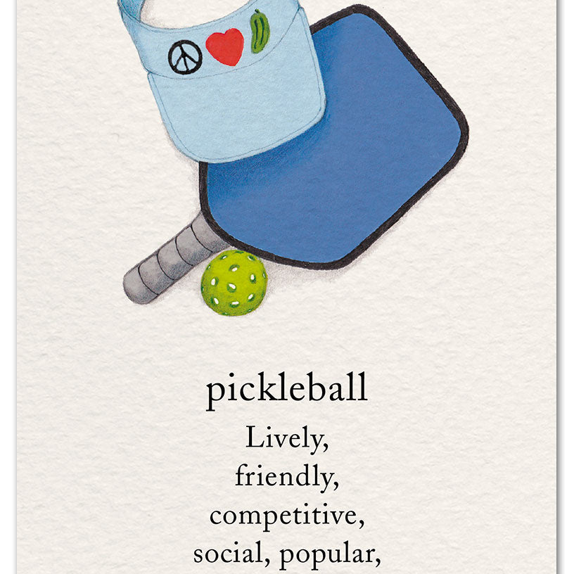 Pickleball Card – colorful illustration of pickleball paddles and ball with a playful message for fans of the sport, available at Be CharmedCharmed.