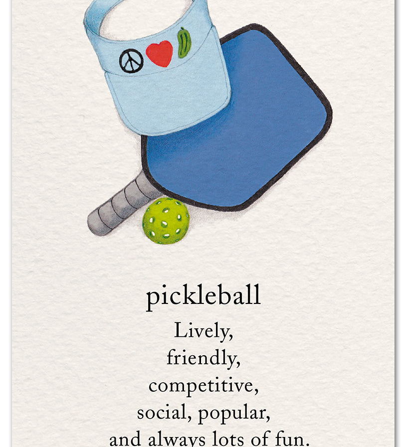 Pickleball Card – colorful illustration of pickleball paddles and ball with a playful message for fans of the sport, available at Be CharmedCharmed.
