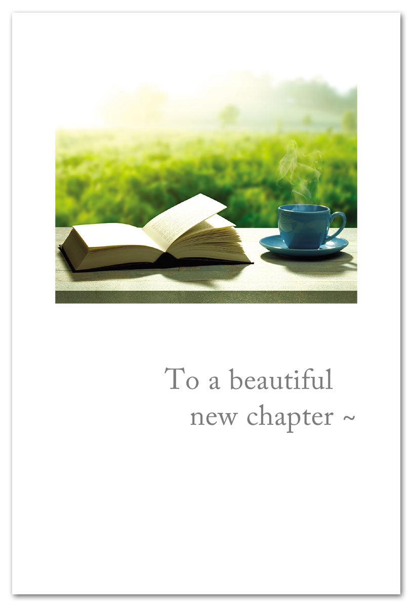 Retirement Card Book & Coffee by Cardthartic featuring warm illustration of a book and coffee, symbolizing relaxation and new beginnings; available at Be Charmed