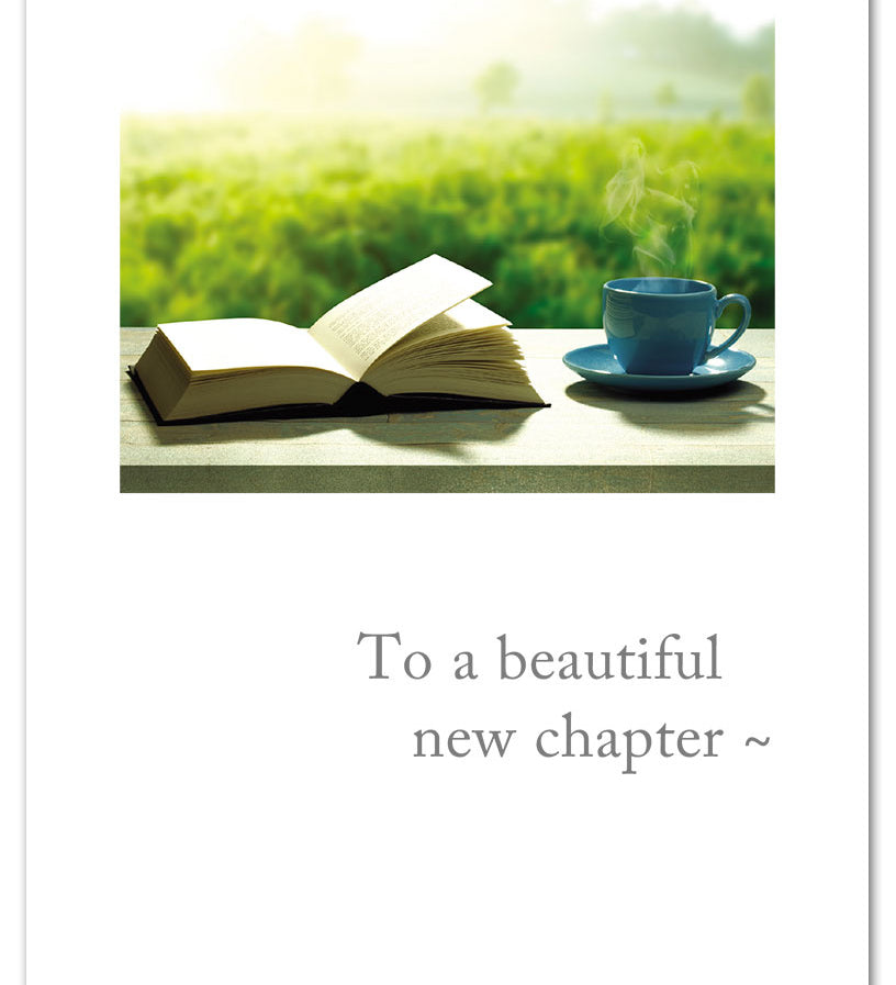 Retirement Card Book & Coffee by Cardthartic featuring warm illustration of a book and coffee, symbolizing relaxation and new beginnings; available at Be Charmed