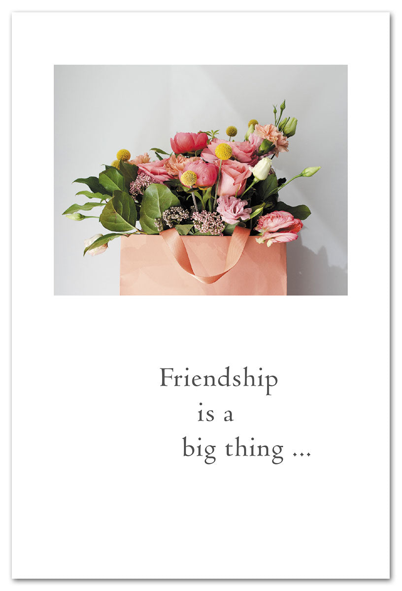 Thank You Card – colorful gift bag filled with flowers and a heartfelt message of appreciation, perfect for expressing gratitude, available at Be Charmed