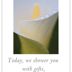 Elegant wedding shower greeting card featuring a watercolor calla lily design by Cardthartic—perfect for bridal celebrations, available at Be Charmed.