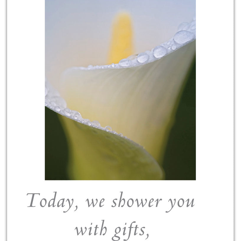 Elegant wedding shower greeting card featuring a watercolor calla lily design by Cardthartic—perfect for bridal celebrations, available at Be Charmed.