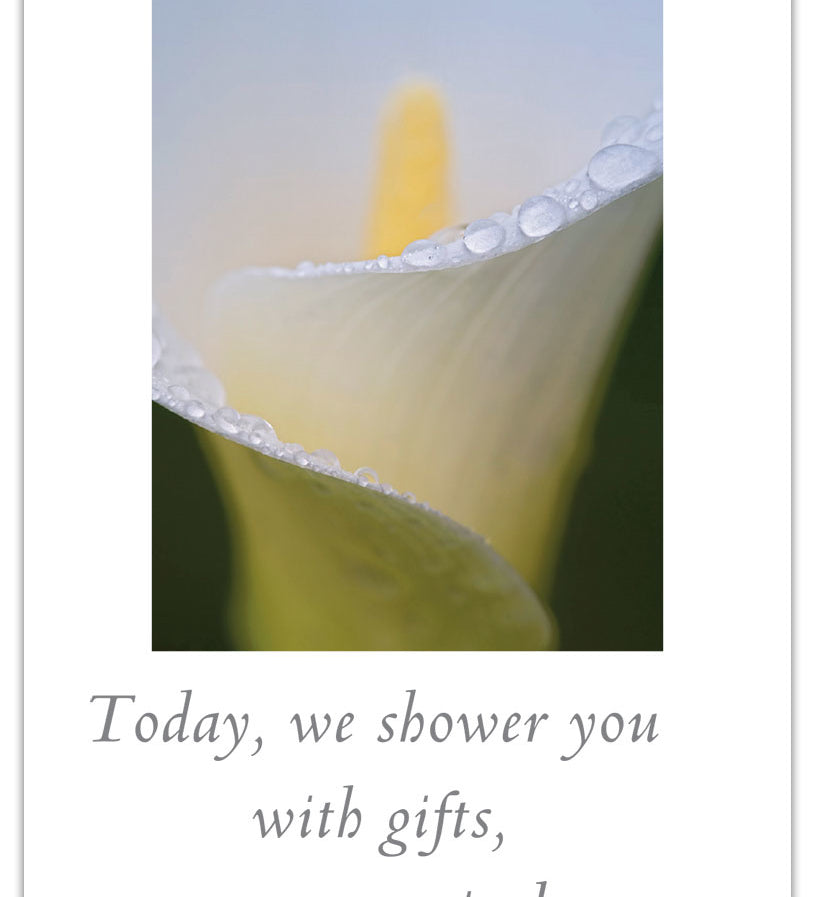 Elegant wedding shower greeting card featuring a watercolor calla lily design by Cardthartic—perfect for bridal celebrations, available at Be Charmed.