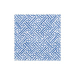 Blue and white geometric patterned napkins. Available at Be Charmed