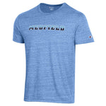Be Charmed Medfield adult Light Blue 3-color tri-blend tee by Champion – ultra-soft, lightweight shirt with athletic fit and bold Medfield text, ideal for everyday wear, available at Be Charmed.