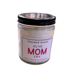 8 oz In My Mom Era soy candle by Charmed Scents – clean-burning candle in a modern glass jar with fun mom-inspired label and soft scent, perfect for gifting, available at Be Charmed.