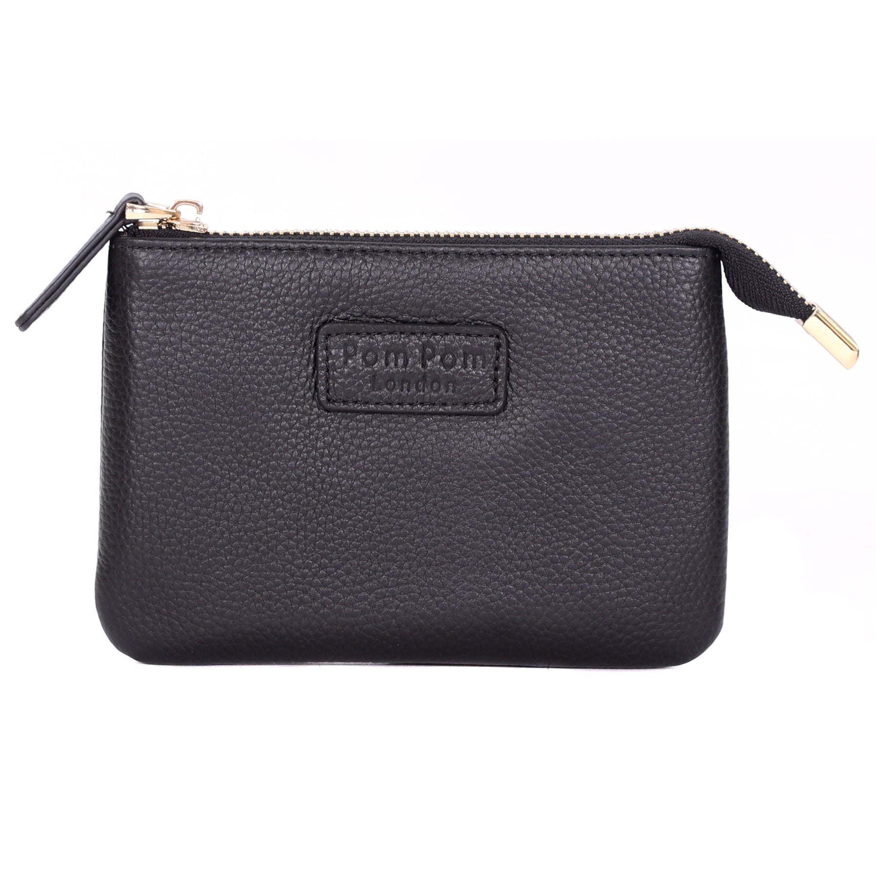 Black Pom Pom London Chelsea Coin Purse – premium handcrafted leather zip purse for coins and cards. Compact and stylish. Available at Be Charmed.