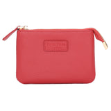 Crimson Red Pom Pom London Chelsea Coin Purse – premium handcrafted leather zip purse for coins and cards. Compact and stylish. Available at Be Charmed.