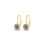 Chloe + Lois Gold hoop Leverback earrings with clear gemstones on a white background. Available at Be Charmed