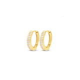 Chloe + lois Gold hoop earrings with embedded White CZ stones on a white background. Available at Be Charmed