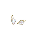 Angel Aura Quartz 14K gold kite leverback earrings by Chloe + Lois – faceted quartz stones with iridescent shimmer in gold-plated kite settings, elegant and lightweight, available at Be Charmed.