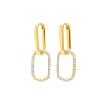 Chloe + Lois Gold hoop earrings with embedded diamonds on a white background. Available at Be Charmed