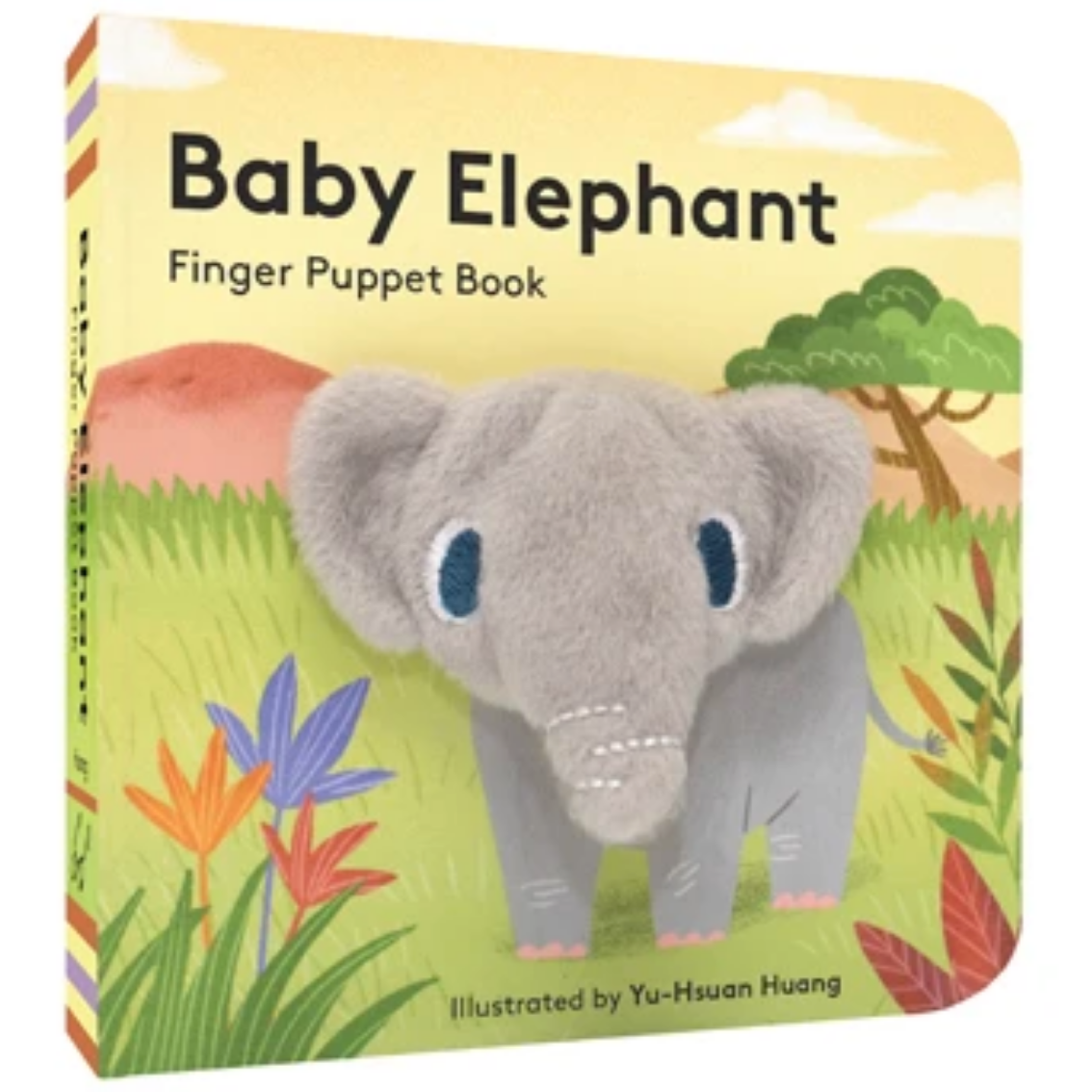  Baby Elephant: Finger Puppet Book featuring a plush elephant finger puppet and colorful illustrations—Available at Be Charmed
