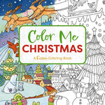 Color Me Christmas adult coloring book featuring festive holiday scenes like gingerbread houses, Santa, and candy canes—Available at Be Charmed