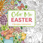 Color Me Easter coloring book cover with Easter-themed illustrations and text. Available at Be Charmed