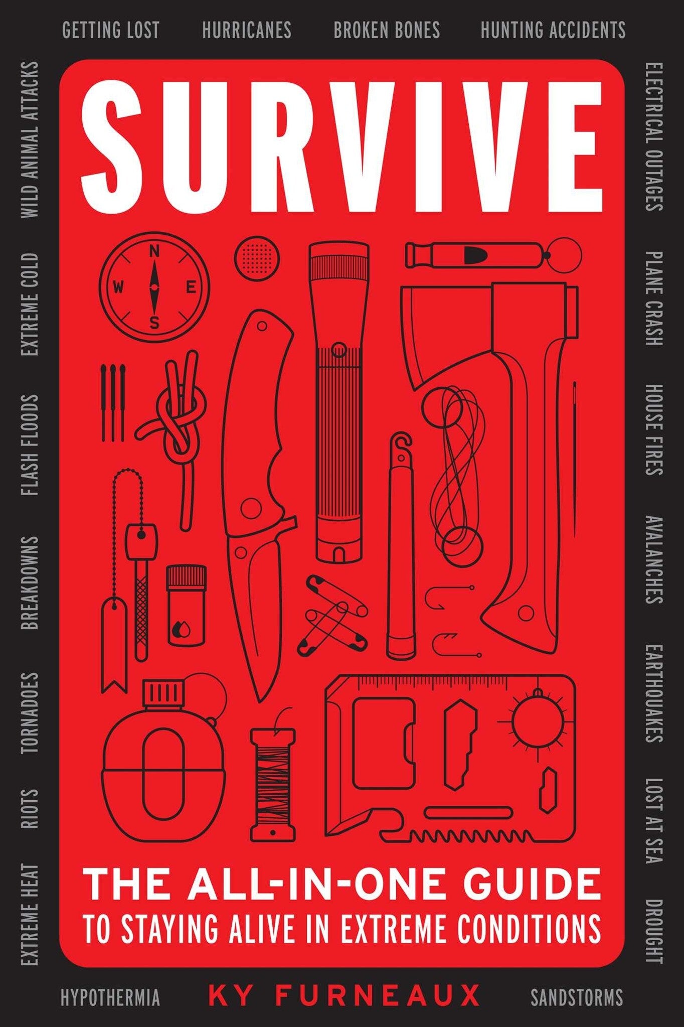 Survive hardcover guidebook featuring survival techniques for extreme conditions, bushcraft, and wilderness scenarios—Available at Be Charmed