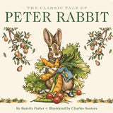 Book cover of 'The Classic Tale of Peter Rabbit' with a vintage illustration of Peter Rabbit eating vegetables. Available at Be Charmed