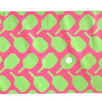 15″×30″ Clutch Towels pink and green pickleball-themed towel, lightweight, quick-dry, and perfect for players. Available at Be Charmed