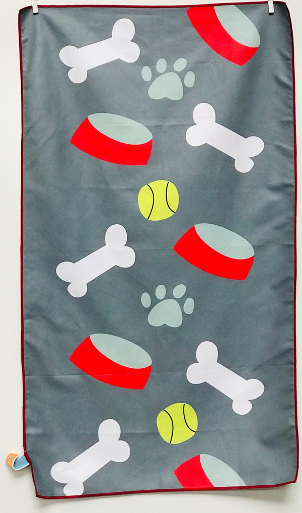 22″×38″ Clutch Towels “Wipe Your Paws” dog towel in soft beige, cotton blend, great for grooming and drying pets. Available at Be Charmed