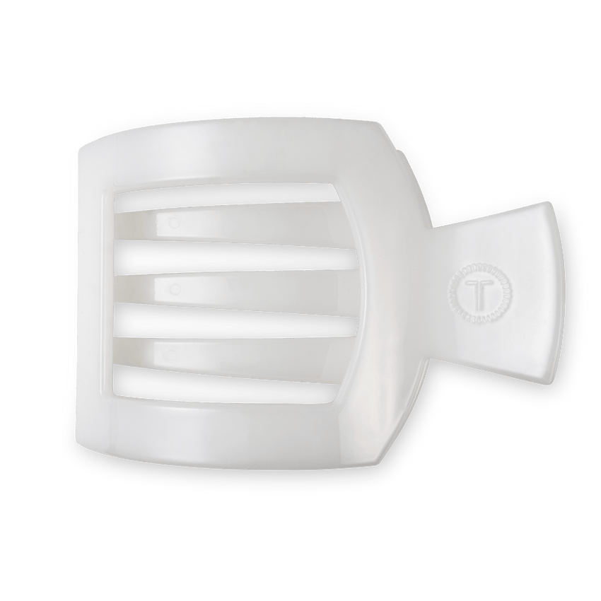 Coconut White Flat Square Hair Clip with bendable teeth and sleek strong hold—available at Be Charmed.