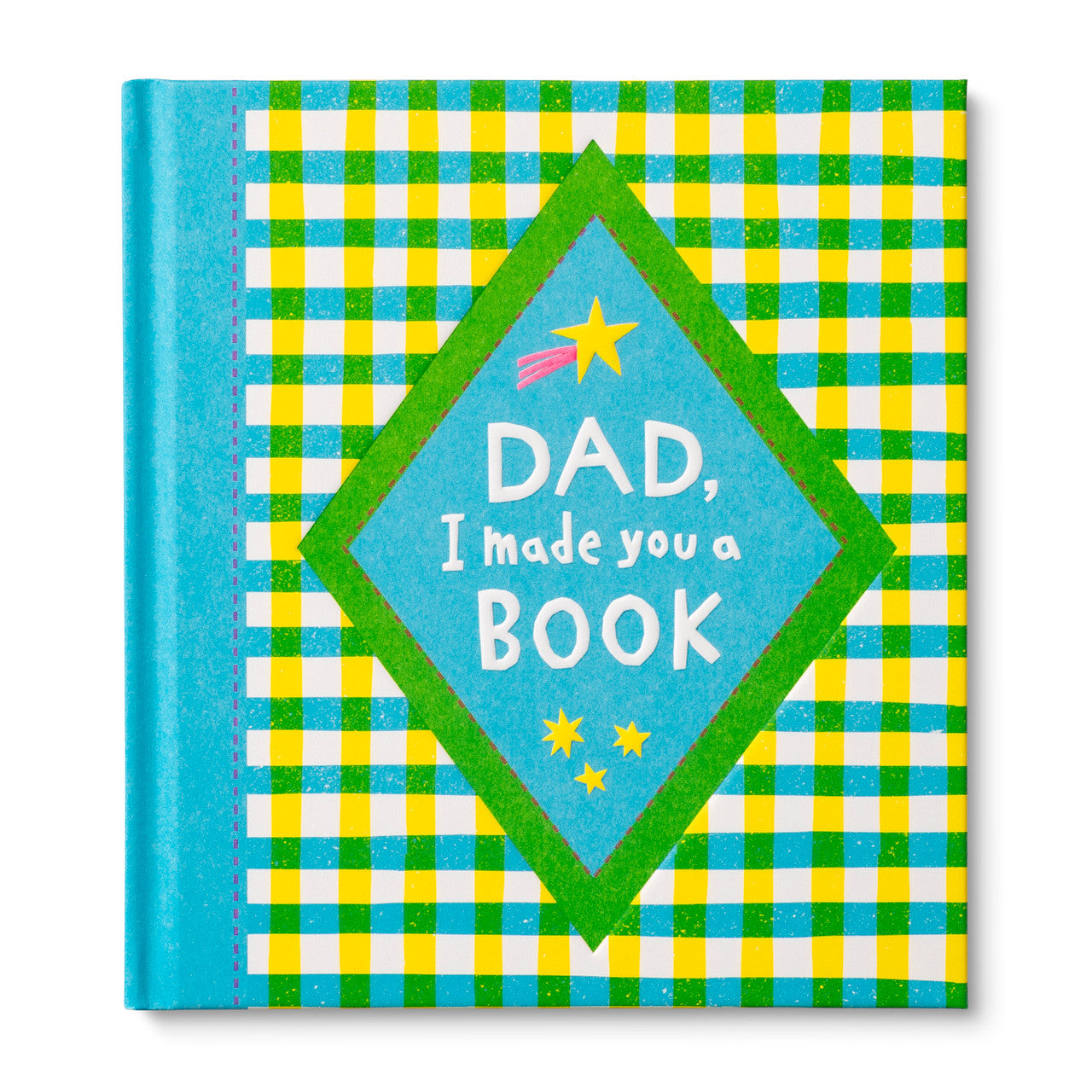 Book with a colorful cover featuring the text 'Dad, I made you a book' on a white background. Available at Be Charmed
