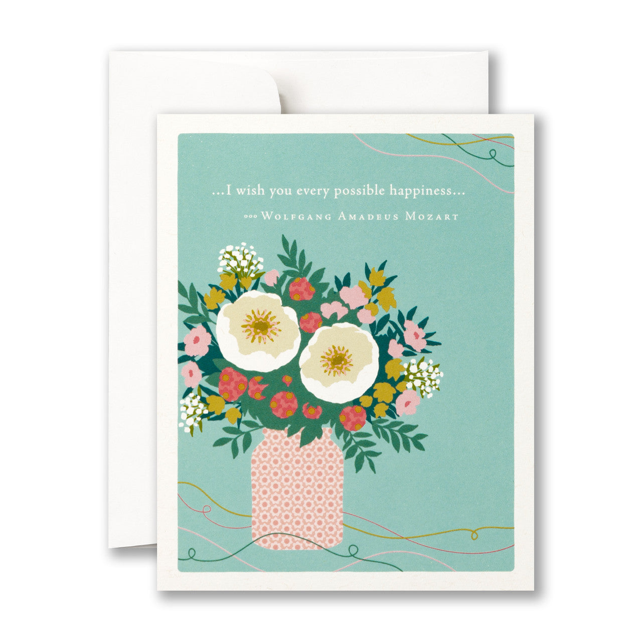 Greeting card with floral design and quote on a light blue background. Available at Be Charmed