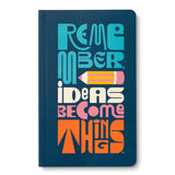 Journal with colorful text and pencil illustration on a blue background. Available at Be Charmed