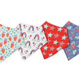 Copper Pearl Liberty Bandana Bib Set featuring stylish, absorbent bibs for teething babies, available at Be Charmed.