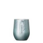 Charmed Corkcicle 12oz Stemless in Frosted Pines Jade – elegant insulated stemless cup featuring a frosted jade green finish. Triple-insulated with stainless steel construction keeps beverages cold or hot for hours. Perfect for wine, cocktails, or everyday drinks. Available at Be Charmed.
