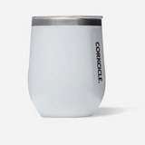 Corkcicle 12oz Stemless in Gloss White – elegant triple-insulated stainless steel tumbler with a polished white gloss finish. Includes a clear, spill-resistant lid. Keeps drinks cold for 9+ hours or hot for 3+. A versatile and sophisticated cup for wine, coffee, or cocktails. Available at Be Charmed.