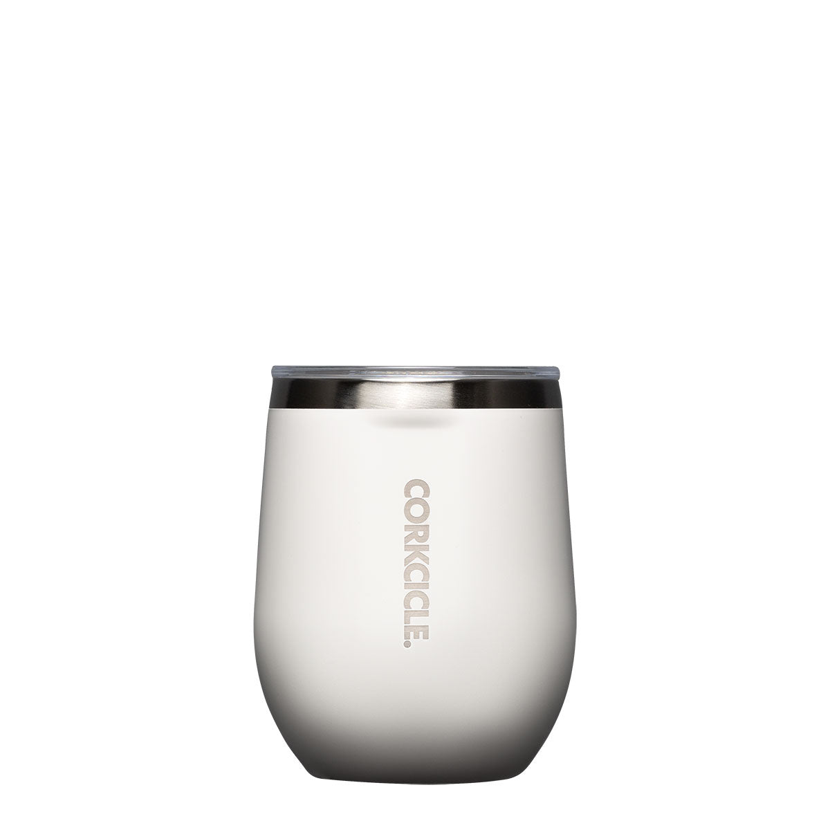 Corkcicle 12oz Stemless Tumbler in Oat Milk – smooth, triple-insulated stainless steel drinkware with creamy off-white finish, perfect for coffee, wine, or cocktails. Keeps drinks hot or cold