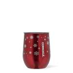 Corkcicle 12oz Stemless Tumbler in Snowfall Red – triple-insulated stainless steel drinkware with a bold holiday red finish and subtle shimmer. Keeps drinks hot or cold, ideal for festive sipping or gifting, available at Be Charmed.