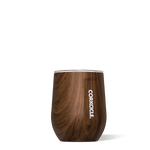 Corkcicle 12oz Stemless Tumbler in Walnut Wood – triple-insulated stainless steel drinkware with a rich woodgrain finish, perfect for wine, coffee, or cocktails. Durable and stylish, available at Be Charmed.