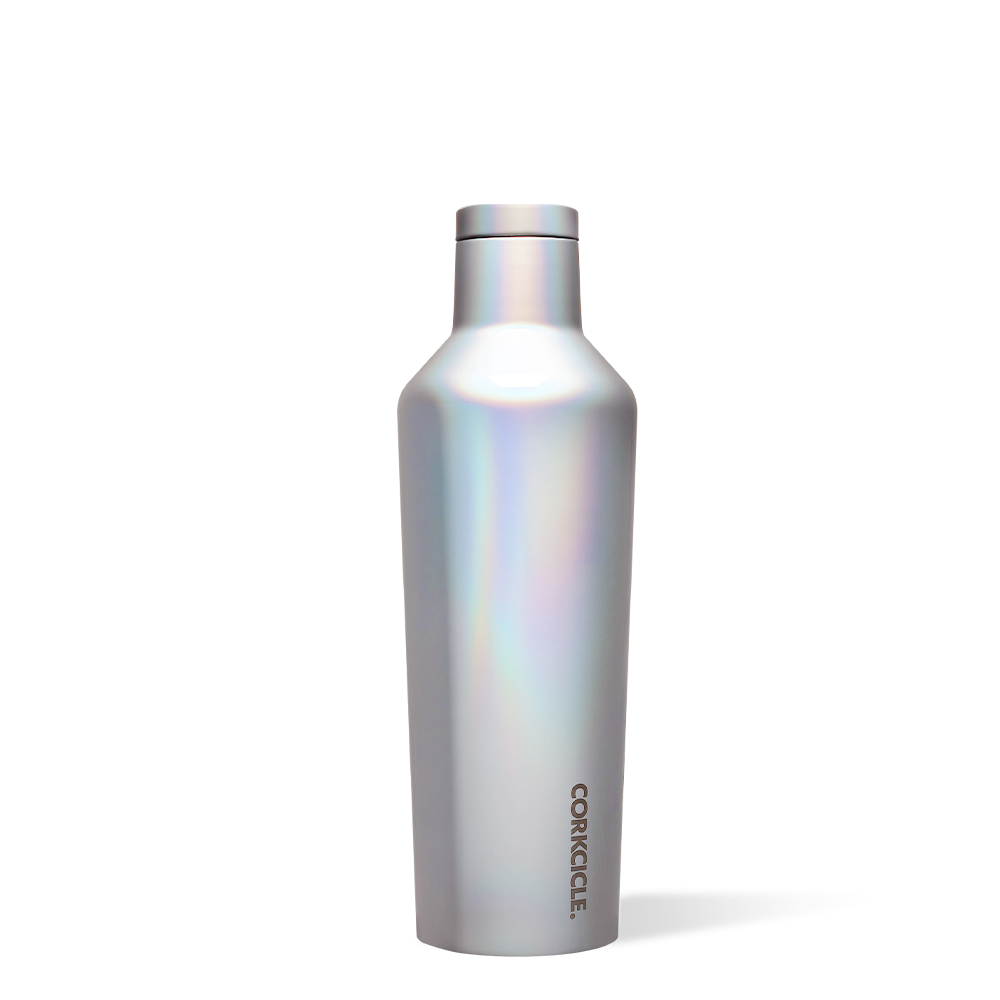 Corkcicle 16oz Canteen in Prismatic – vibrant, triple-insulated stainless steel water bottle with leak-proof cap. Available at Be Charmed.