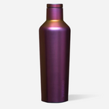 Corkcicle 16oz insulated canteen in Nebula galaxy design featuring triple-wall vacuum insulation, leak-proof twist cap, flat easy-grip sides, and durable stainless steel body for long-lasting hot or cold hydration. Available at Be Charmed.