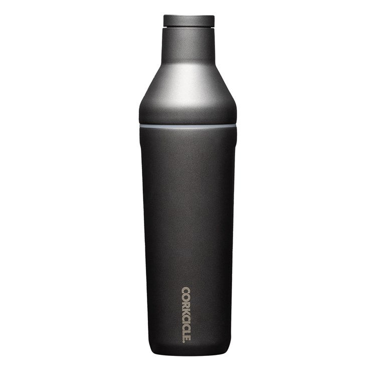 Corkcicle 17oz Cocktail Shaker in Slate – sleek stainless steel shaker with a modern matte slate finish. Features built-in strainer, leak-proof screw-on lid, and double-wall insulation to reduce sweating. A stylish and functional bar tool for mixing craft cocktails at home or on the go. Available at Be Charmed.