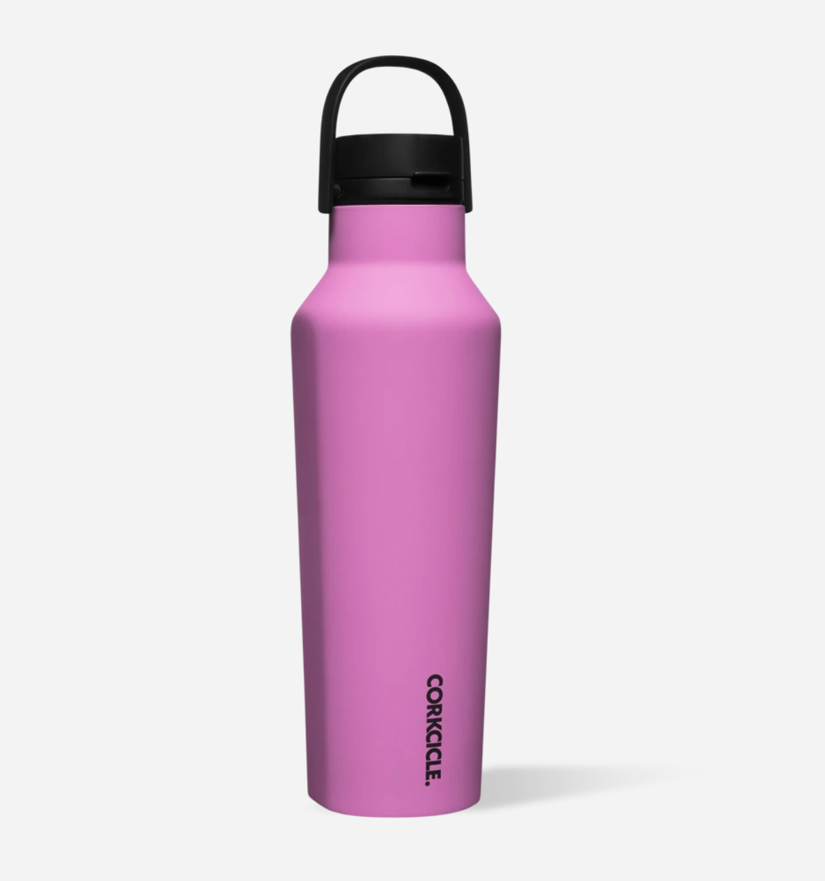 Corkcicle 20oz Sport Canteen in Fuchsia – insulated stainless steel water bottle with sport cap and leak-proof design. Available at Be Charmed.