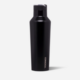 Corkcicle 20oz Sport Canteen in Matte Black with triple-wall vacuum insulation, leak-proof sport sip cap, soft-touch matte finish, flat sides for easy grip, and durable stainless steel body for all-day hydration. Available at Be Charmed.