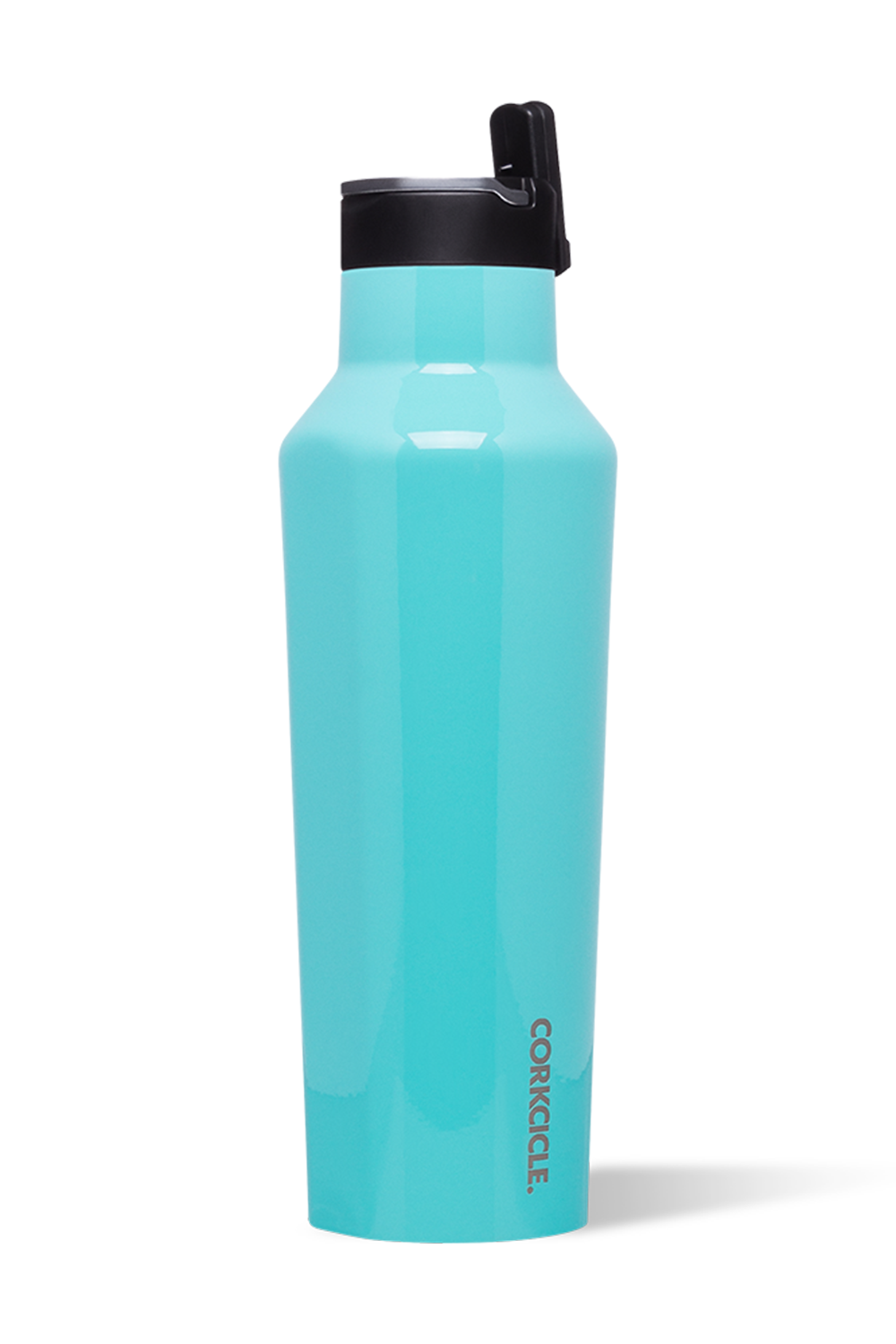 Corkcicle 20oz Sport Canteen in Turquoise – vibrant triple-insulated stainless steel water bottle in a refreshing turquoise finish. Features a built-in carry handle and quick-sip sport lid. Keeps drinks cold for 25+ hours or hot for 12. Lightweight, durable, and ideal for active lifestyles. Available at Be Charmed.