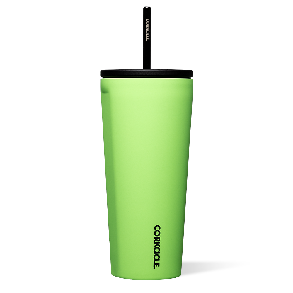 Corkcicle 24oz Cold Cup in Margarita – triple-insulated stainless steel tumbler in a vibrant citrus green finish, with a spill-resistant lid and reusable straw. Keeps drinks cold for 12+ hours. Perfect for summer sipping and on-the-go hydration. Available at Be Charmed.