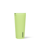 Corkcicle 24oz insulated tumbler in Neon Lights Citron with vibrant citron yellow finish, triple-wall vacuum insulation, spill-resistant sliding lid, non-slip silicone base, and durable stainless steel construction. Available at Be Charmed.