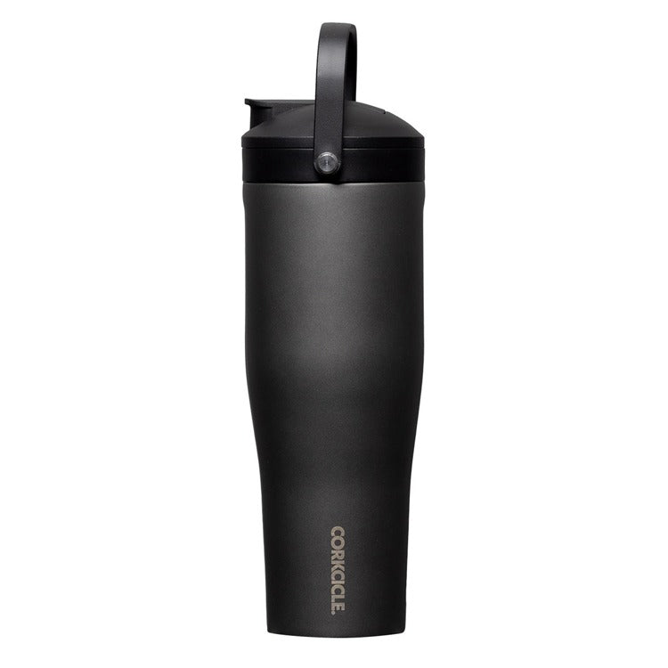 Corkcicle 30oz Protein Shaker in Ceramic Slate – triple-insulated stainless steel shaker bottle in a sleek matte slate gray finish. Features a ceramic-coated interior for pure taste, a mixing agitator for smooth shakes, a leak-proof lid, and a wide mouth for easy cleaning. Designed for fitness and function. Available at Be Charmed.