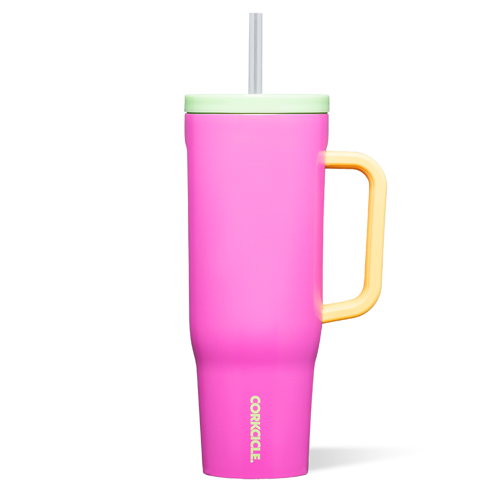 Corkcicle 40oz Cruiser in Sunglass Tan – large, triple-insulated stainless steel tumbler with ergonomic handle and straw lid, keeps drinks hot or cold, perfect for daily hydration on the go, available at Be Charmed.