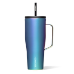 Corkcicle 30oz Cold Cup XL in Dragonfly – triple-insulated stainless steel tumbler with vibrant iridescent finish, soft-grip straw lid, and easy-carry handle. Keeps drinks cold for up to 12 hours. Durable, stylish hydration on the go, available at Be Charmed.