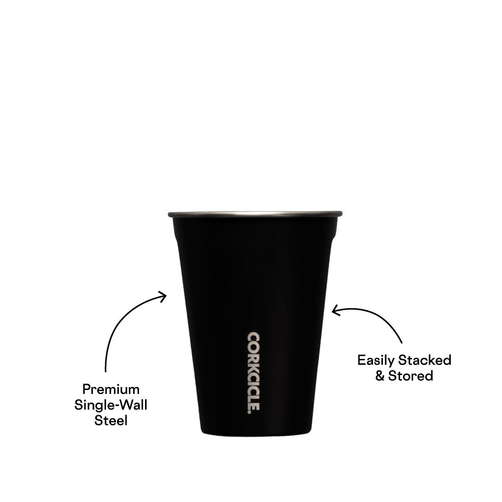 Corkcicle Eco Stacker Cup – lightweight, reusable 16oz stackable cup made from sustainable bamboo fiber with soft-touch finish. Designed for cold drinks on the go, easy to stack and store. Eco-friendly and stylish, available at Be Charmed.