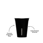 Corkcicle Eco Stacker Cup – lightweight, reusable 16oz stackable cup made from sustainable bamboo fiber with soft-touch finish. Designed for cold drinks on the go, easy to stack and store. Eco-friendly and stylish, available at Be Charmed.